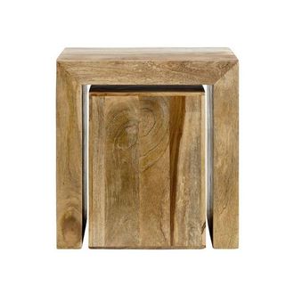 Jaipur Furniture Cube Nest Tables - Mango Wood - L35 x W50 x H54 cm - Light Finish in Brown