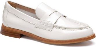 Johnston & Murphy Gillian Patent Leather Penny Loafer in White Patent Leather at Nordstrom, Size 6.5
