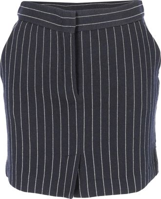 Max Mara Kirsch Pinstripe Mini Skirt in Navy Blue Cotton