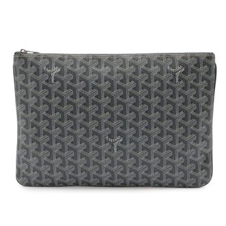 Goyard Sena MM Clutch Bag Gray White