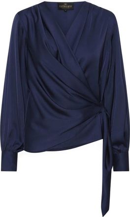 Karmamia Elegante Navy Ines Blouse - Dames - Blouses - Blauw - S - Satijn - Overhemden