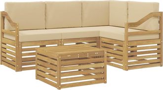 vidaXL Conjunto De Sof&aacute;s De Exterior 5 Uds. Y Beige Poli&eacute;ster Vidaxl