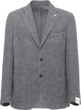 Lubiam Linnen en Wol Blazer - Heren - Blazers - Grijs - XL - Wol - Jassen