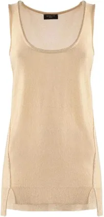 Nenette Tops, Dames, Geel, S, Polyester, Glanzende Lurex Gebreide Top