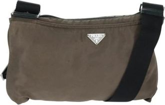 Prada Pre-owned Cross Body Bags, female, Beige, Size: ONE SIZE Pre-owned Nylon Cross Body Bag