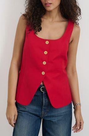 Alex Mill Gabby Linen & Cotton Vest in Crimson at Nordstrom Rack, Size X-Large