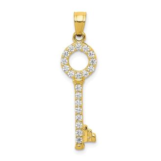 Diamond2Deal 10k Yellow Gold Cubic Zirconia Key Pendant