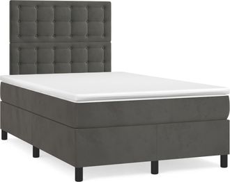 vidaXL Vidaxl - Cama Box Spring Colch&oacute;n Y Led Terciopelo Gris Oscuro 120x190 Cm