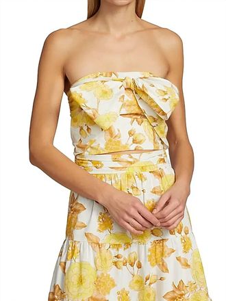 BA&SH Naimee Floral Tube Top In Jaune