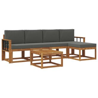vidaXL Conjunto De Sof&aacute;s De Exterior 6 Pcs Natural Y Antracita Vidaxl