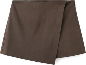 Mango Wrap Linen & Cotton Miniskirt in Chocolate at Nordstrom, Size 10