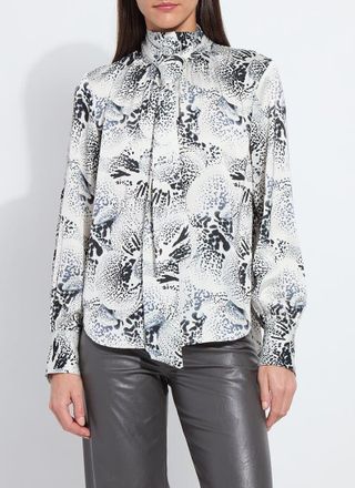 Lyss&eacute; Onyx Embellished Scarf Neck Blouse