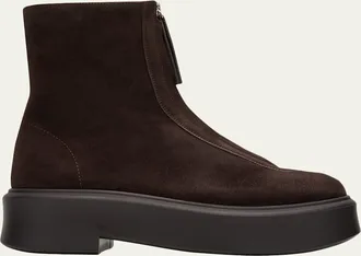 The Row Suede Zip Moto Booties