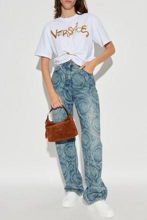 Versace T-shirt With Logo, Womens, White