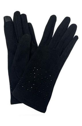 MARCUS ADLER Rhinestone Jersey Touchscreen Gloves in Black at Nordstrom Rack
