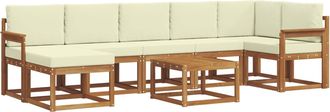 vidaXL Conjunto De Sof&aacute;s De Exterior 8 Uds. Natural Y Crema Vidaxl