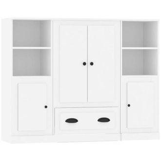 vidaXL Aparadores Altos 3 Piezas Madera Contrachapada Blanco Vidaxl