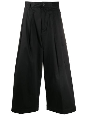 Woolrich pleat detail high-waisted trousers - women - Cotton/Spandex/Elastane - 26 - Black
