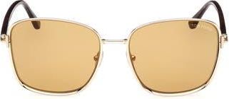 Tom Ford 57mm Square Sunglasses in Gold /Brown at Nordstrom Rack