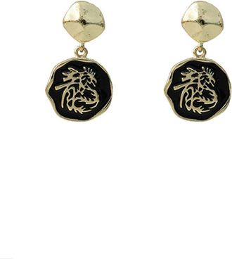 Generic Year Of The Dragon Earrings Creative Personality Red Oil Drop Dragon Earrings Festive Earrings Female Dragon Earrings Silver Stud Earrings for Women G