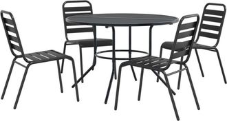 vidaXL Stackable Garden Chair Set 5 pcs Anthracite Powder-coated Steel vidaXL