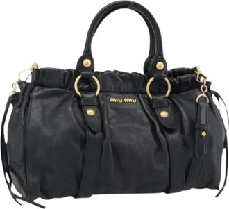 Miu Miu Pre-owned Hand Bag - Dames - Vintage Handtas - Zwart - ONE Size - Leer - Vintage