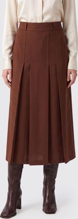 Semicouture Gonna midi svasata Janette in misto lana con cuciture a contrasto