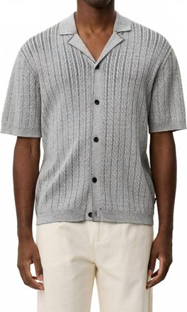 Les Deux Evan Knitted Shirt In Grey Melange