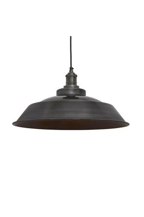 Industville Brooklyn Step Pendant, 16 Inch, Pewter, Pewter Holder in Dark Grey