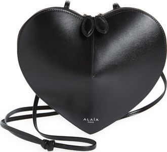 Alaia Le Coeur Leather Crossbody Bag in 999 - Noir at Nordstrom