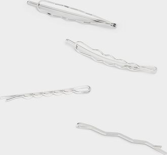 Simons Womens Wavy metallic barrettes Set of 4