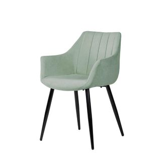 Koketto Home Silla con reposabrazos, patas negras y asiento menta