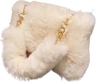 Generic Womens Plush Bags Women Handbags Winter Soft Plush Clutch Purse Ladies Shoulder Bags Female Pendant Messenger Bag(Beige)