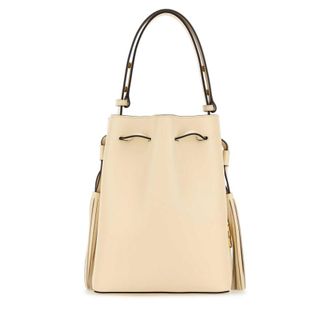 Valentino Garavani Ivory Leather Vlogo Signature Bucket Bag