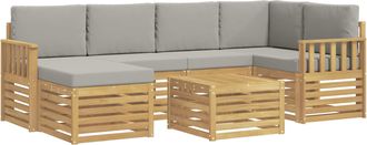 vidaXL Conjunto De Sof&aacute;s De Exterior 7 Uds. Blanco Y Gris Claro Vidaxl