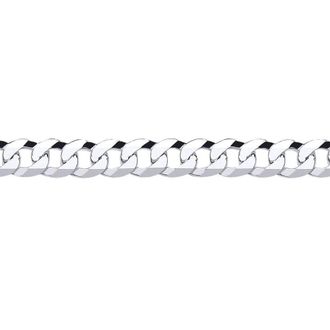 Jewelco London 925 Silver Bevelled Ultra Flat Curb Chain Necklace 7mm | Size: 28 inches