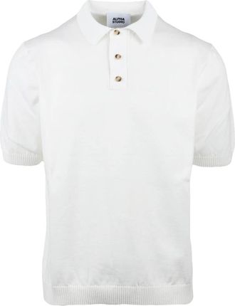 Alpha Studio Polo in maglia - Heren - Ronde hals truien - Wit - L - Katoen - Truien & Vesten