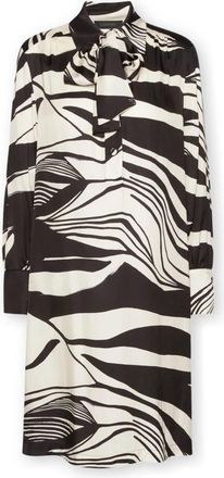 Elena Miro Jurk van Viscose Twill met Print - Dames - Korte kleedjes - Zwart - 7XL - Kleedjes