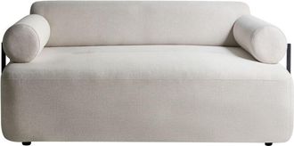 Beliani Sof&aacute; De 2 Plazas Con Reposabrazos Redondos Moderno De Tela Elementos Negros Blanco Crema Elva