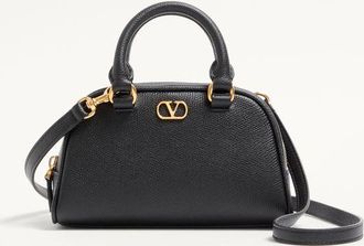 Valentino Garavani Mini VLogo Signature Bowling Bag in Grainy Calfskin Wo