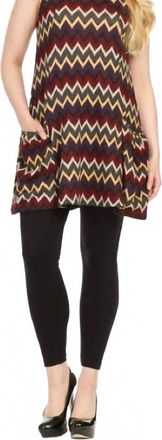 Papillon Chevron Swing Sweater Dress With Pockets In Red