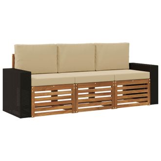 vidaXL Juegos De Sof&aacute;s Con Coj&iacute;n 3 Pcs Madera De Acacia S&oacute;lida Vidaxl