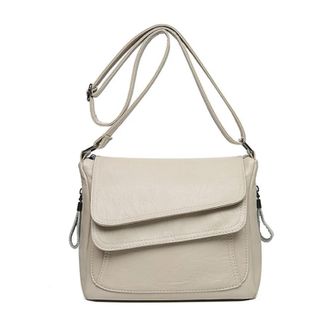 Generic Shoulder Crossbody Bags, Compatible For Women PU Leather Messenger Bag Female Purse and Handbags(White)