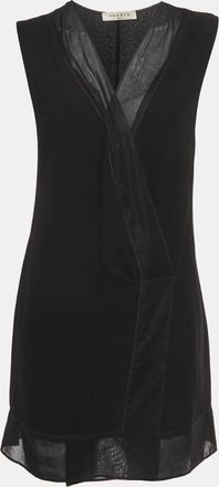Sandro Black Crepe Crossover Plunge Neck Mini Dress