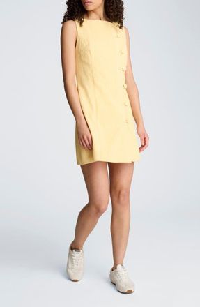 Kenneth Cole Texture Button Front Sleeveless Sheath Dress in Pastel Yellow at Nordstrom, Size 10