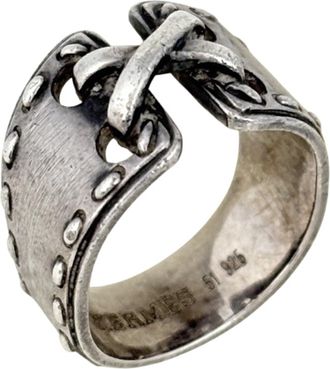 Herm&egrave;s Silver Silver 925 Band Ring (Pre-Owned)