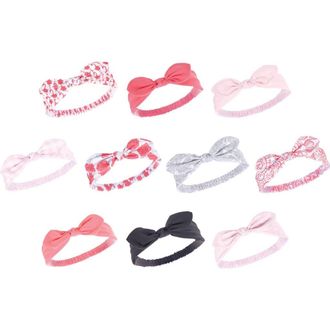 Hudson Baby 10Pk Knotted Jersey Headbands in Flamingo Pink Bandana at Nordstrom