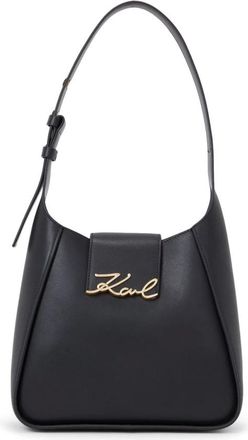 Karl Lagerfeld Tassen, Dames, Zwart, ONE Size, Leer, K/Signature Hobo Tas