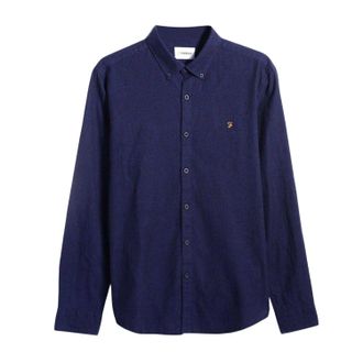 Farah Herenoverhemd met knopen, standaardpasvorm (Echt blauw)
