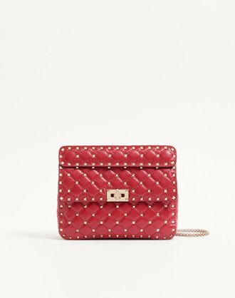 Valentino Garavani Borsa Media Rockstud Spike In Nappa Donna ROSSO V. UNI